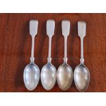 A set of 4 James Dixon monogrammed fiddle pattern dessert spoons, Sheffield 1897, 232g.