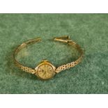 Ladies 9ct gold Rotary watch with 9ct bracelet, gold content 10.2g.