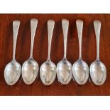 6 Emile Viners silver 175mm monogrammed dessert spoons, Sheffield 1922, 314g.