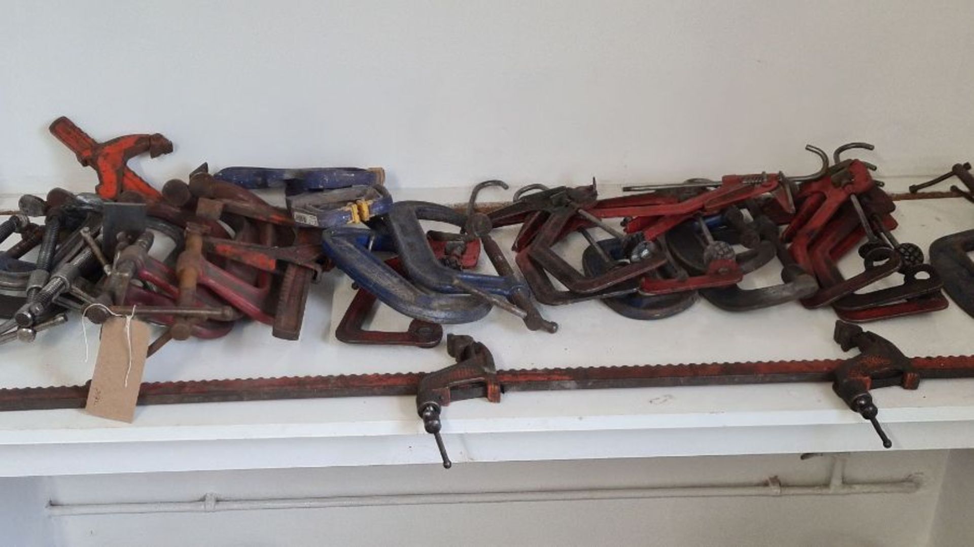 Quantity of Record Carver Python and other G clamps and engineering clamps.