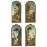 JEAN-FRANÇOIS GANIF DIT CLERMONT - Huiles sur toile; Ensemble de quatre panneaux (partie supérieure