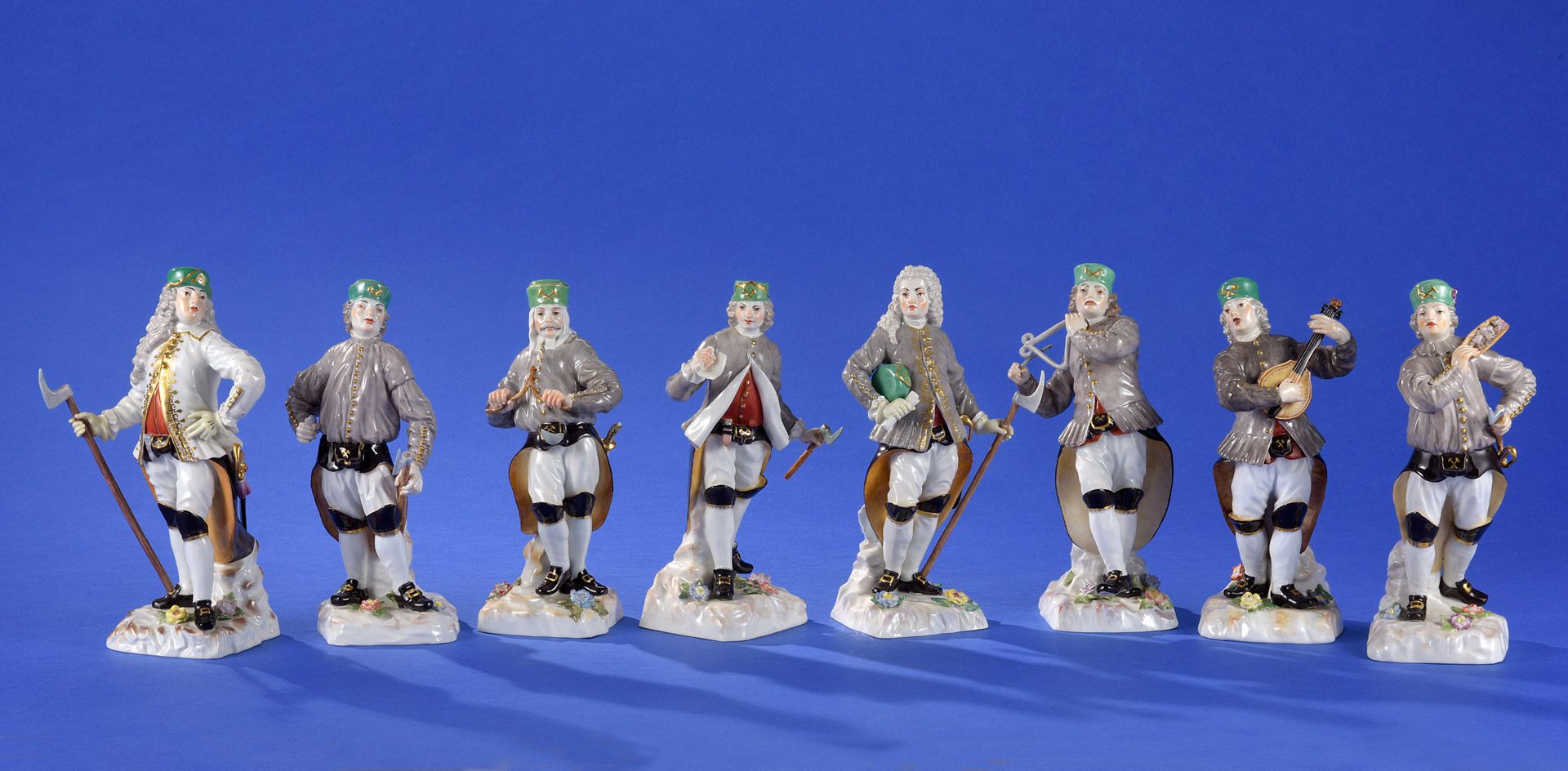 Sammlung von acht Kändler-Bergmannsfiguren Meissen nach 1934