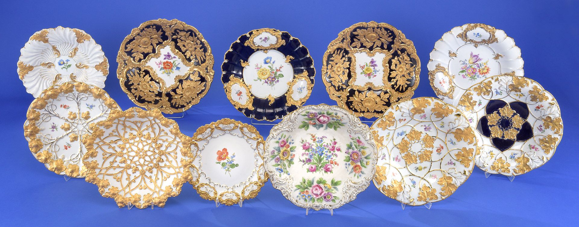 Sammlung von 11 Meissen Prunktellern 19. und 20. Jhdt.