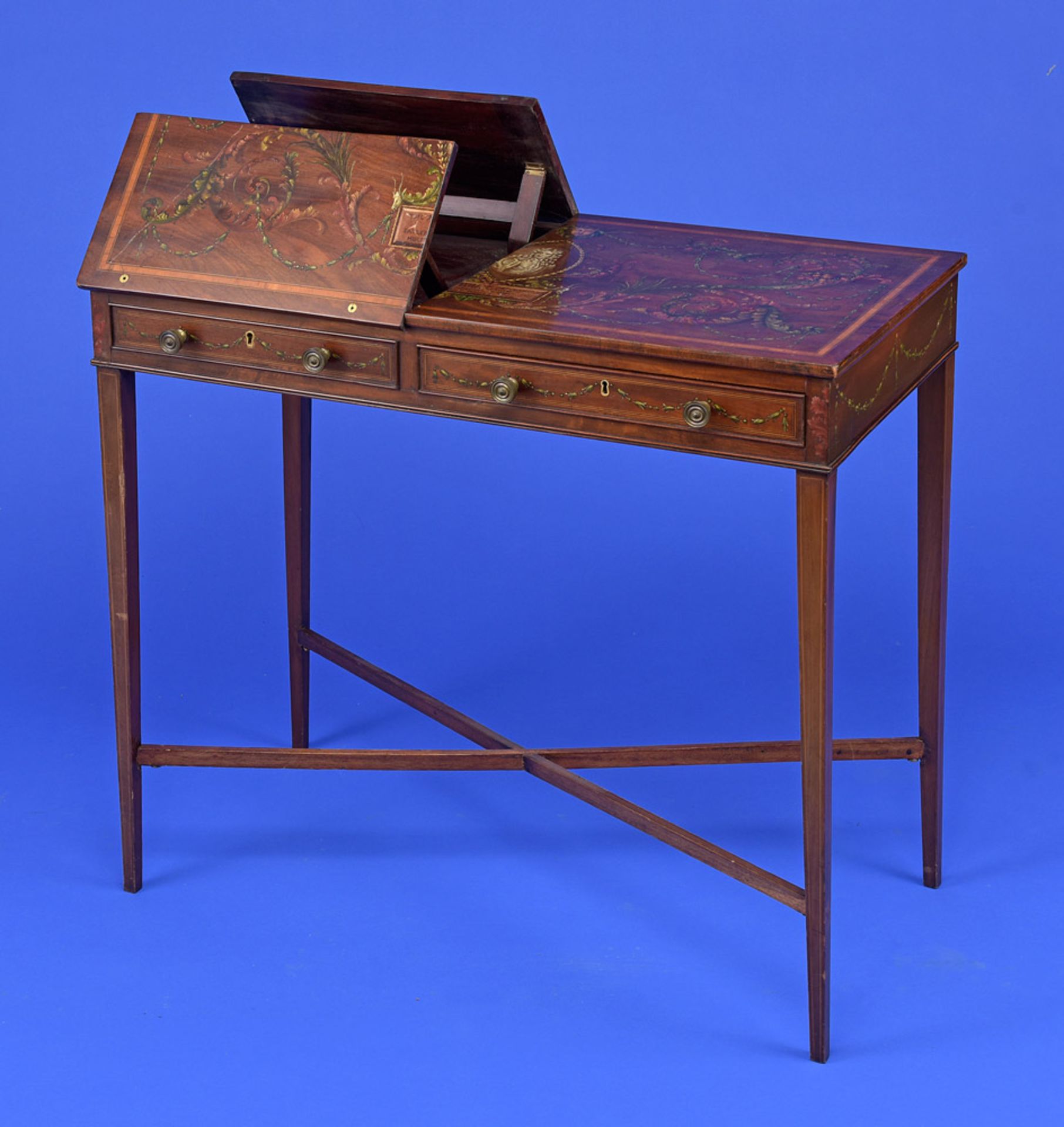 Englischer Schreibtisch und Spieltisch Um 1900 "Antiques are Green" - Image 4 of 5