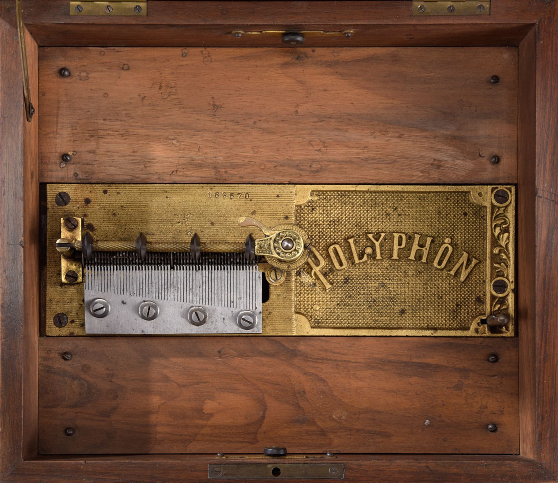 Polyphon-Plattenspieluhr mit 14 Platten Um 1900 - Bild 3 aus 3