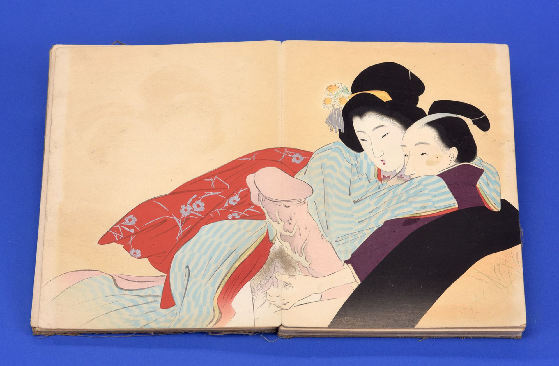 Erotisches Album mit elf feinen Holzschnitten Japan um 1900 - Bild 2 aus 4
