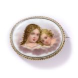 Meissen-Brosche mit Silbereinfassung 19. Jhdt.