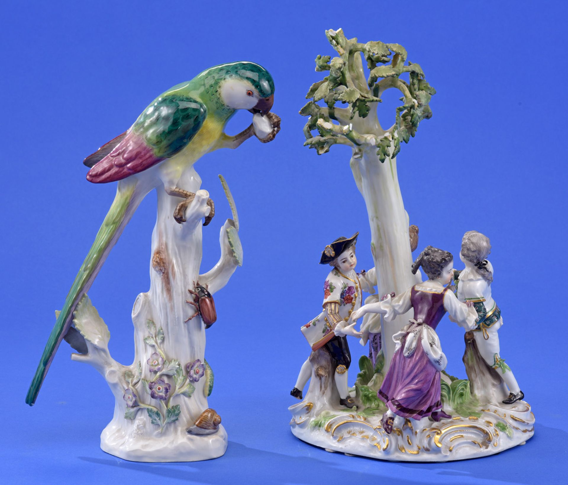 Meissen-Kindergruppe, 19. Jhdt. und Papagei, 1924-34