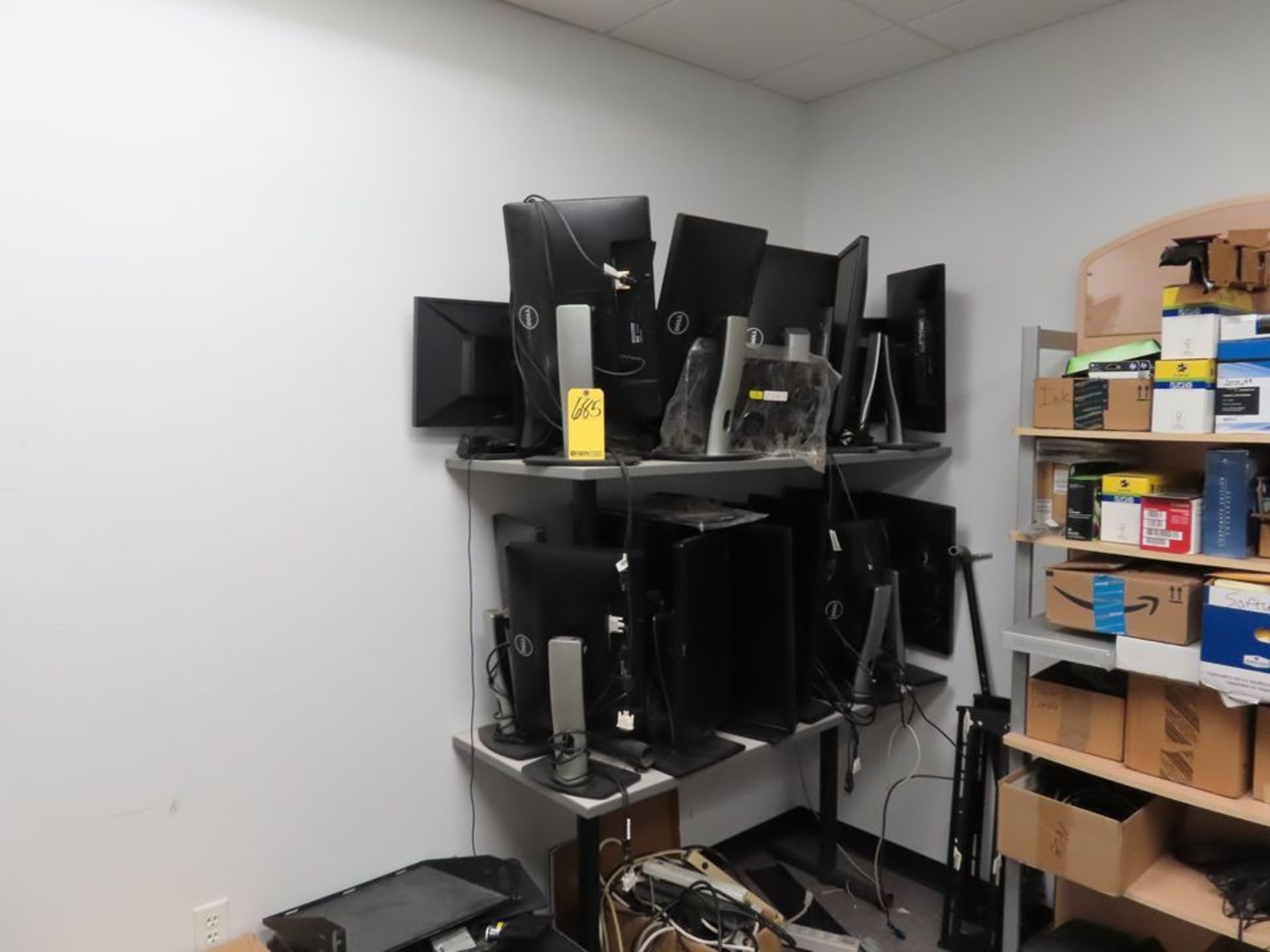 REMAINING CONTENTS OF ROOM - MONITORS, KEYBOARDS, PRINTERS, MISC. COMPUTER SUPPLIES & COMPONENTS