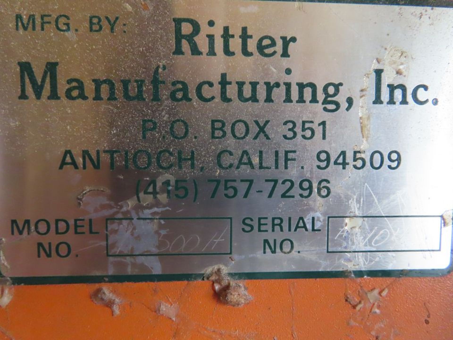 RITTER M# R-500H PNEUMATIC CASE CLAMP, S/N 5104 - Image 2 of 2