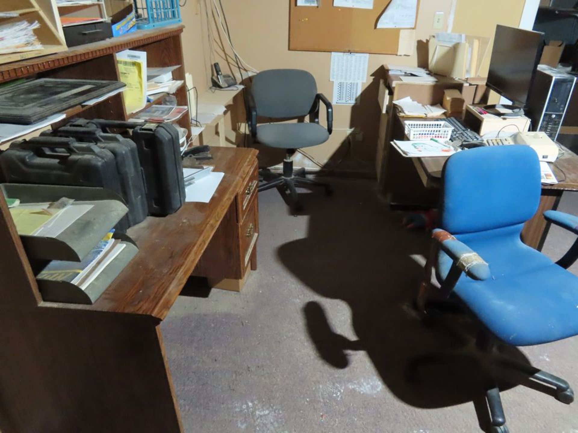 REMAINING ITEMS IN OFFICE TO INCLUDE (3) DESKS, - Image 4 of 5