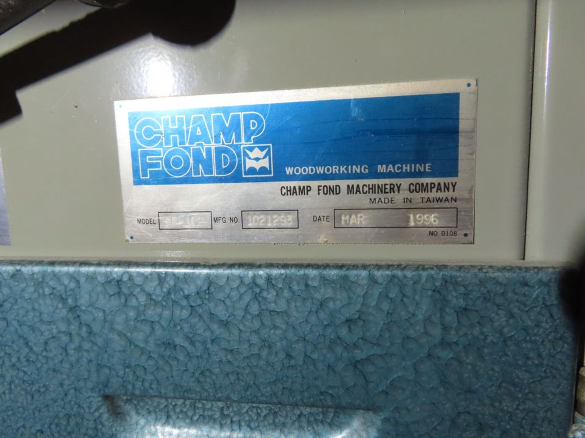 CHAMP FOND M# SP-102 SHAPER, S/N 1021293, 1996, - Image 3 of 4