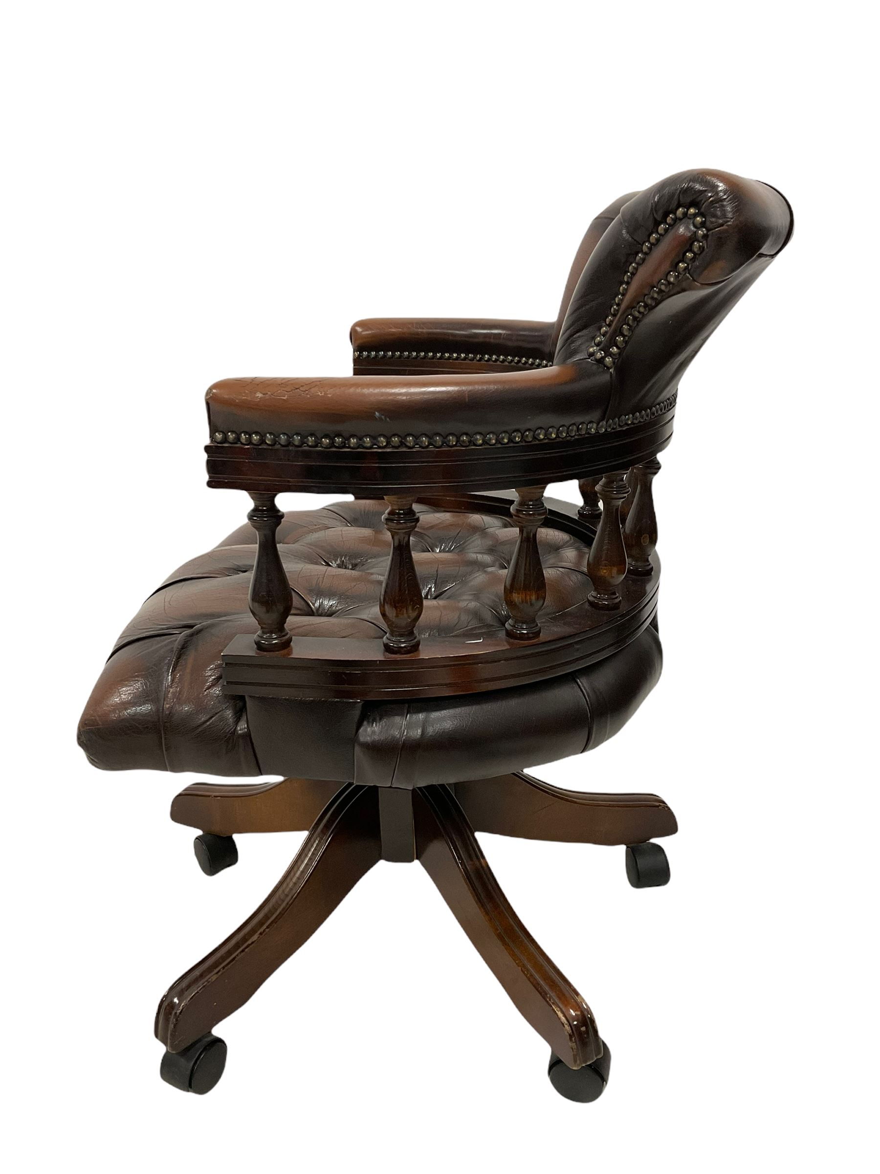 Leather swivel office chair - Image 2 of 4