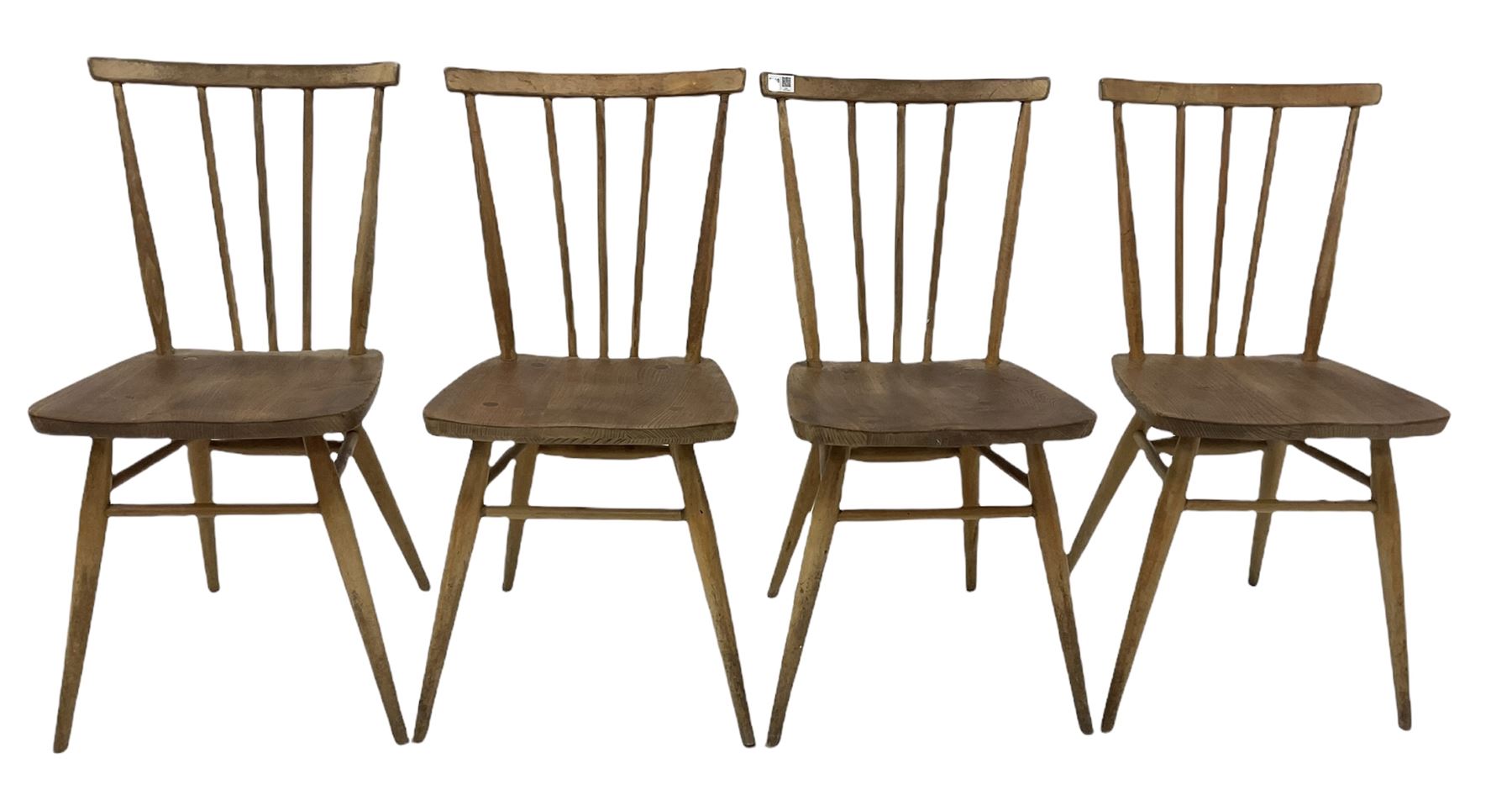 Set four Ercol blonde beech and elm chairs