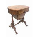 Victorian figured walnut worktable