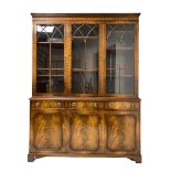 Bevan Funnell Reprodux - Georgian style mahogany library bookcase on cupboard