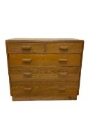 20th century oak chest of drawers with two short over three long graduated drawers