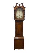 A provincial Victorian 30hr longcase clock in a contrasting light oak and mahogany case with a movem