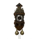 20th century Dutch style Zaanse Zaandam wall clock with a German eight-day weight driven movement ho