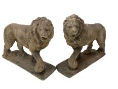 Pair of reconstituted stone garden lions