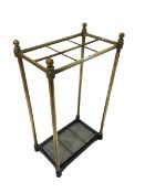 Victorian brass stick stand of six divisions with drip tray