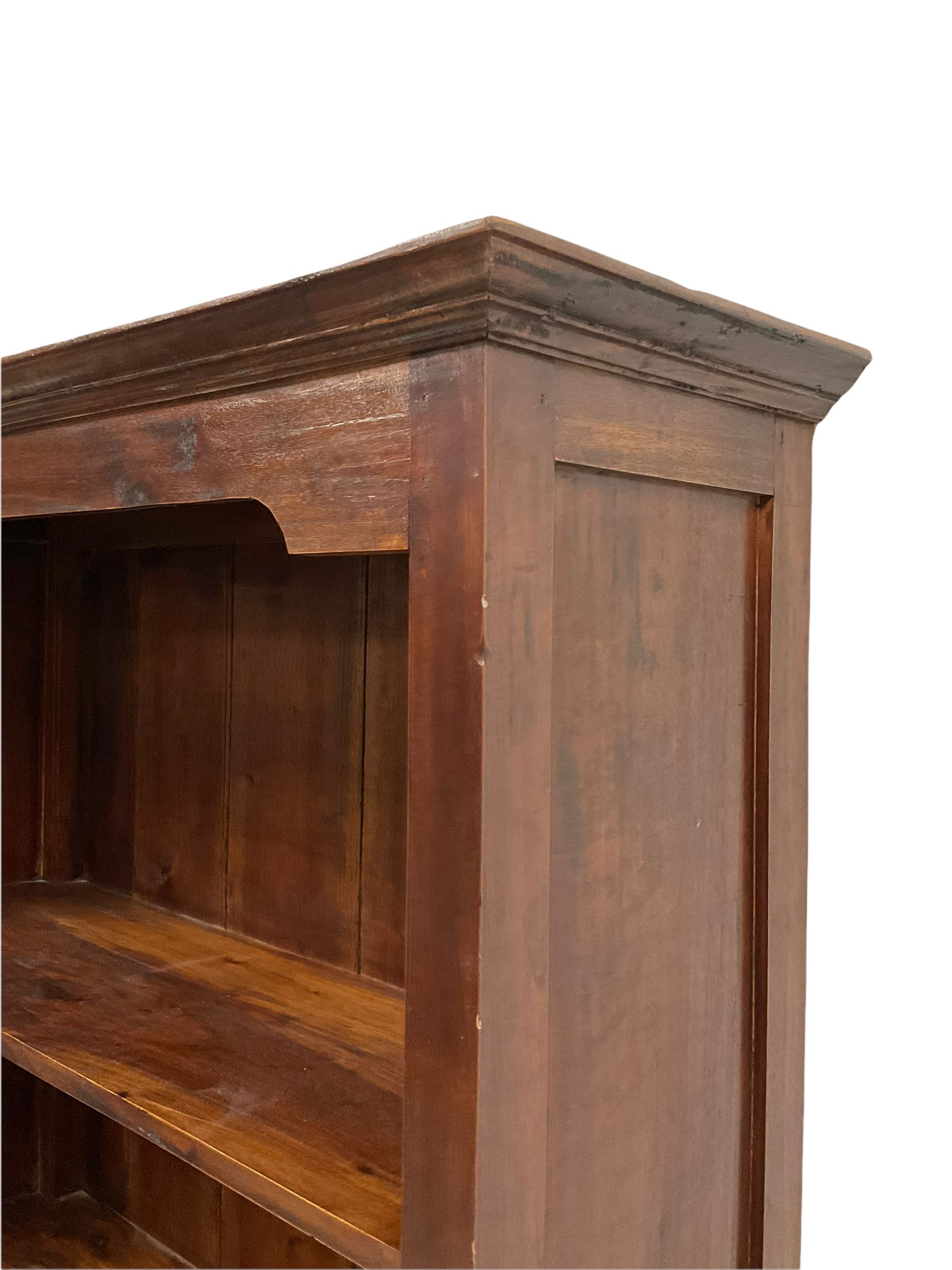 Tall stained hardwood bookcase - Image 3 of 4