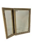 Two pine bevelled edge mirrors