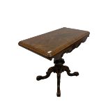 Victorian figured walnut fold over card table