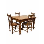 Early 20th century oak duo draw leaf dining table