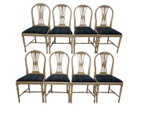 Set of eight bleached walnut Edwardian dining chairs