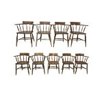 Set of nine early 20th century smokers chairs