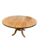 Large circular victorian style pine dining table