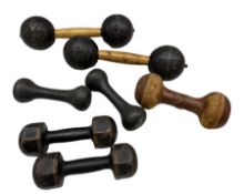 Two 19th/ early 20th century G.B. No. 4 cast iron dumbbells