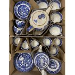 Blue and white Willow pattern part coffee set and another matched tea set