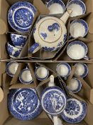 Blue and white Willow pattern part coffee set and another matched tea set