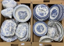 19th century and later blue and white including Gibson & Sons Willow pattern plates