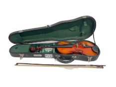 Chinese Skylark violin with earlier bow in case