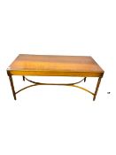 Mahogany coffee table with reeded supports