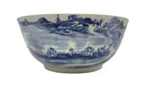 18th/ 19th century Chinese Export blue and white punch bowl