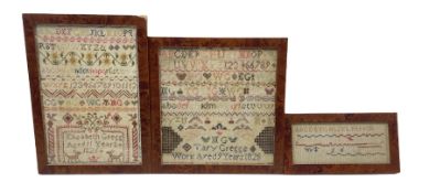 Two George IV sampler worked with the alphabet by Mary and Elizabeth Gregg