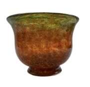 Monart glass vase with in mottled greens and oranges with aventurine inclusions