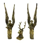 Pair of Victorian brass angels H21cm