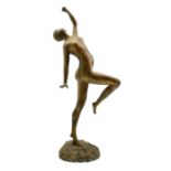 Early 20th century Continental gilt bronze model of a nude dancer