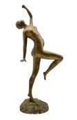 Early 20th century Continental gilt bronze model of a nude dancer