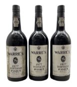 Three bottles of Warre's vintage port 1977