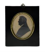19th century silhouette head and shoulders portrait of a gentleman with grey highlights 9cm x 7cm in