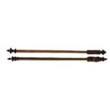 Victorian mahogany curtain pole with sixteen rings and turned finials