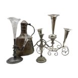 Early 20th century silver-plated five trumpet table epergne