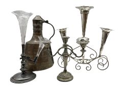 Early 20th century silver-plated five trumpet table epergne