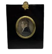 Early 19th century miniature oval portrait on ivory